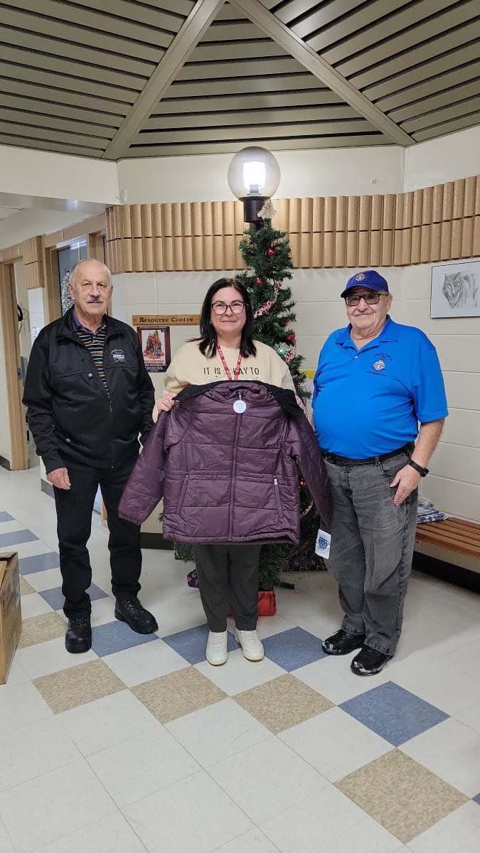 St. Agatha Council 9761 Donated Coats for Kids 1 Coats for Wild Rose School Maurice Tanchuk, Tracy Bloomqist, Al Dion