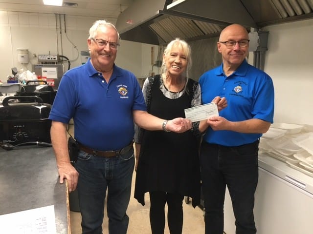 Sask K of C Charitable Foundation donates to the Humboldt Soup Kitchen 1 Charitable Foundation cheque given to Humboldt Soup Kitchen by GK Vince Leonard, Kari Cenciosi, Humboldt soup kitchen manager, Brad Lefebvre representing the Charitable Foundation